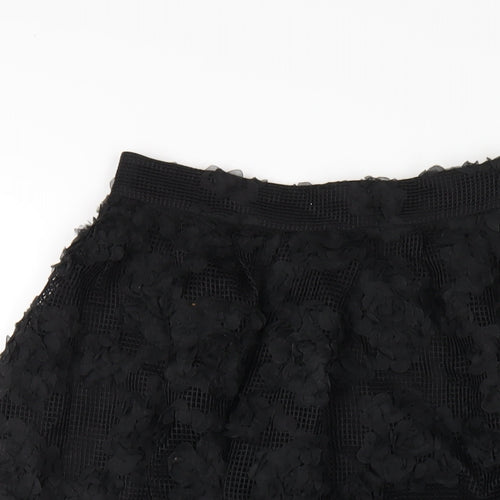 H&M Womens Black Polyester A-Line Skirt Size 6 Zip