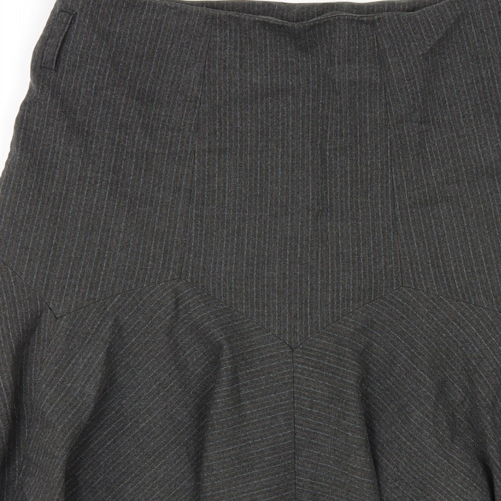 Marks and Spencer Womens Grey Polyester A-Line Skirt Size 8 Zip