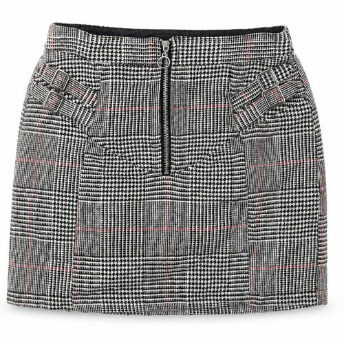 Topshop Womens Black Plaid Acrylic Mini Skirt Size 10 Zip
