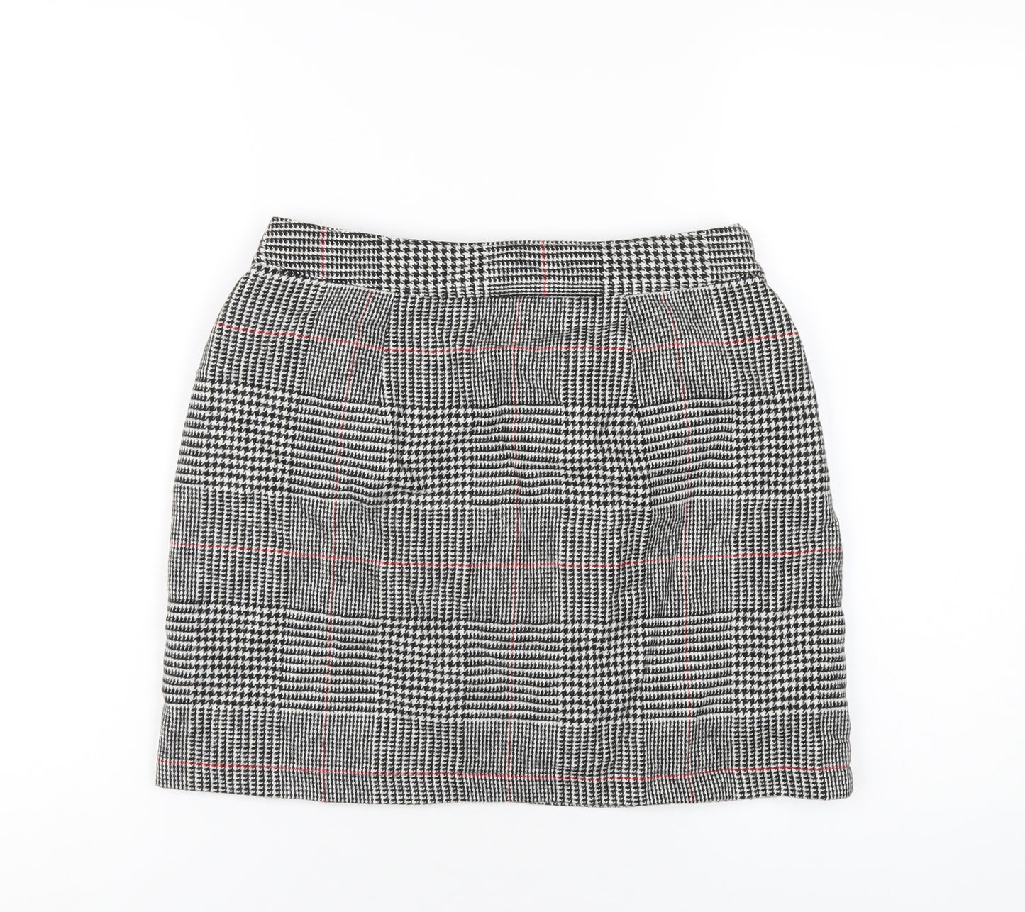 Topshop Womens Black Plaid Acrylic Mini Skirt Size 10 Zip