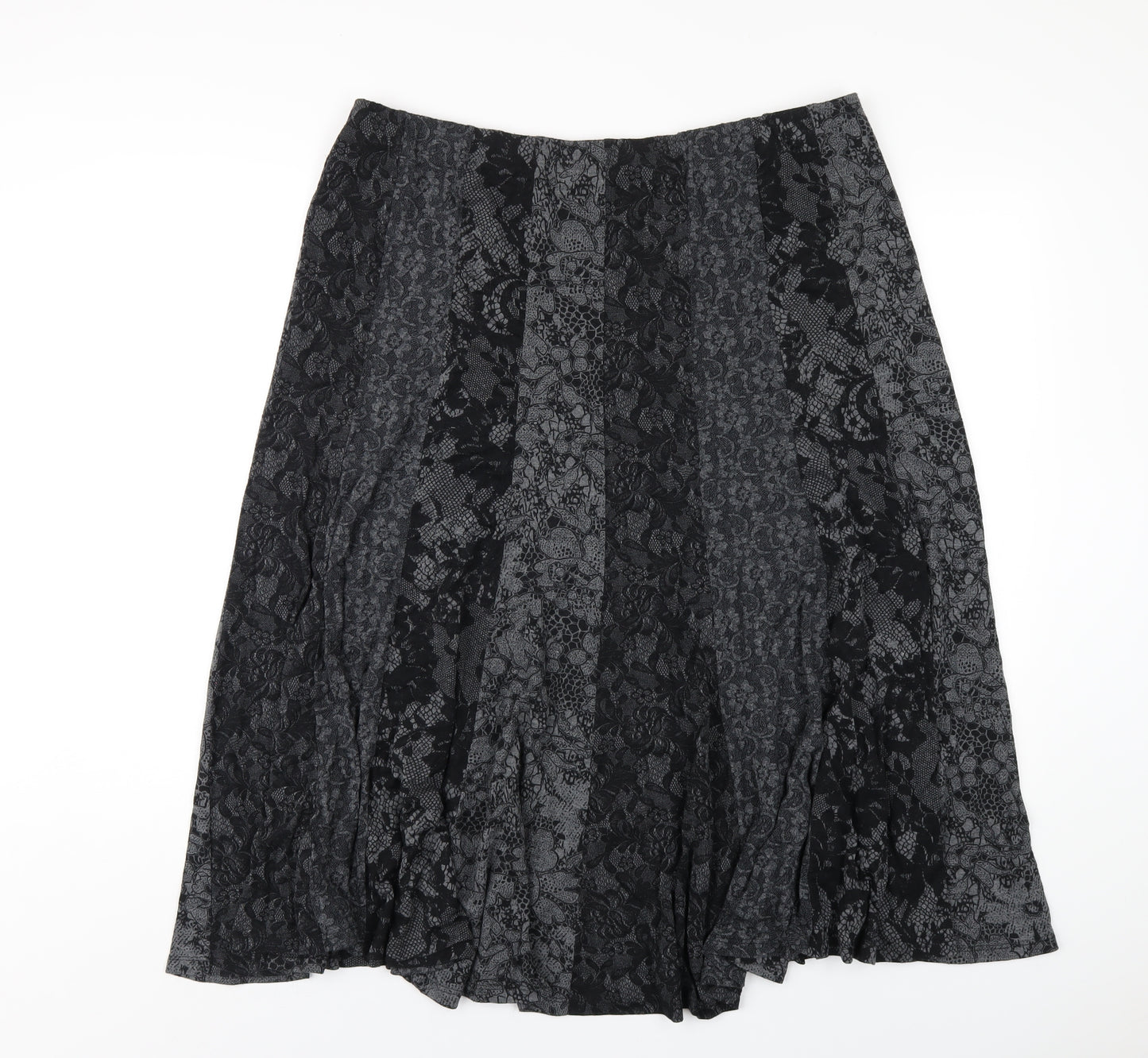 Per Una Womens Grey Floral Polyester A-Line Skirt Size 20