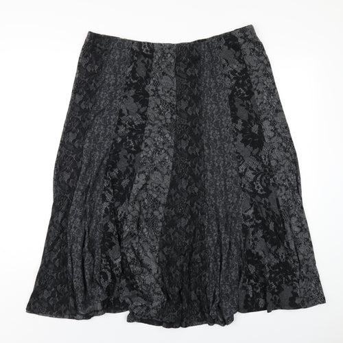 Per Una Womens Grey Floral Polyester A-Line Skirt Size 20