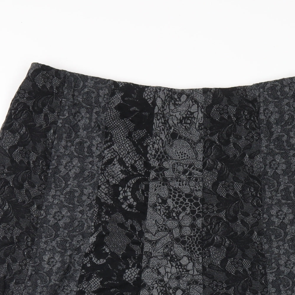 Per Una Womens Grey Floral Polyester A-Line Skirt Size 20