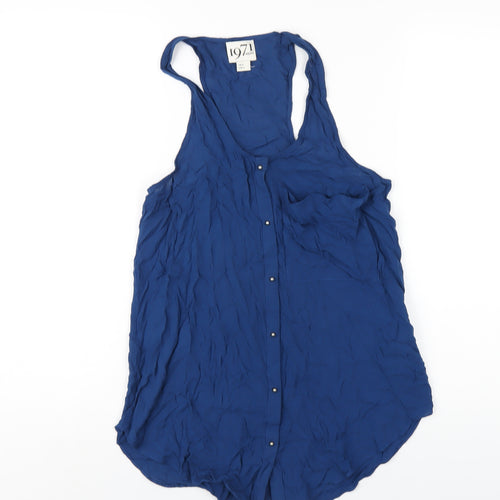 Reiss Womens Blue Viscose Basic Tank Size 8 Scoop Neck