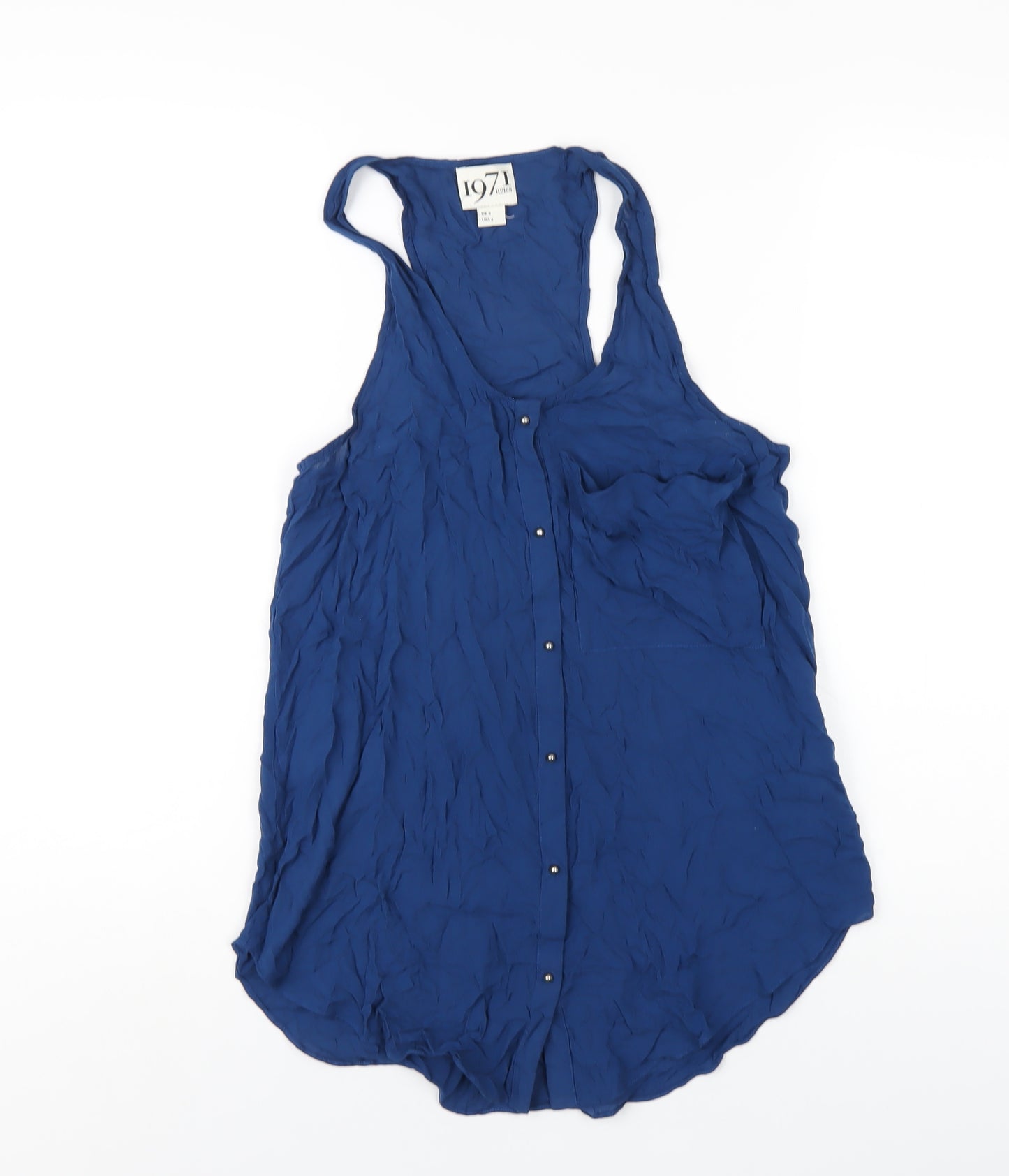 Reiss Womens Blue Viscose Basic Tank Size 8 Scoop Neck