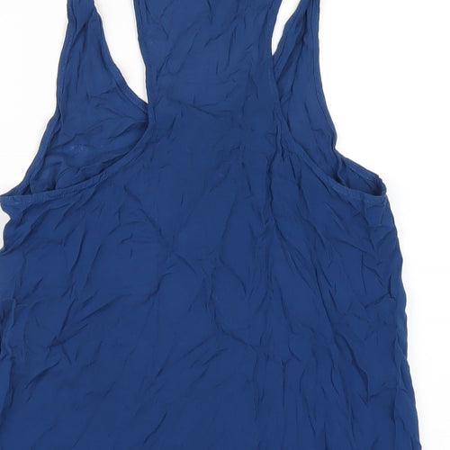 Reiss Womens Blue Viscose Basic Tank Size 8 Scoop Neck