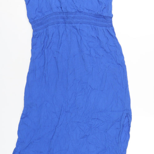 Marks and Spencer Womens Blue Viscose A-Line Size 14 Scoop Neck Pullover