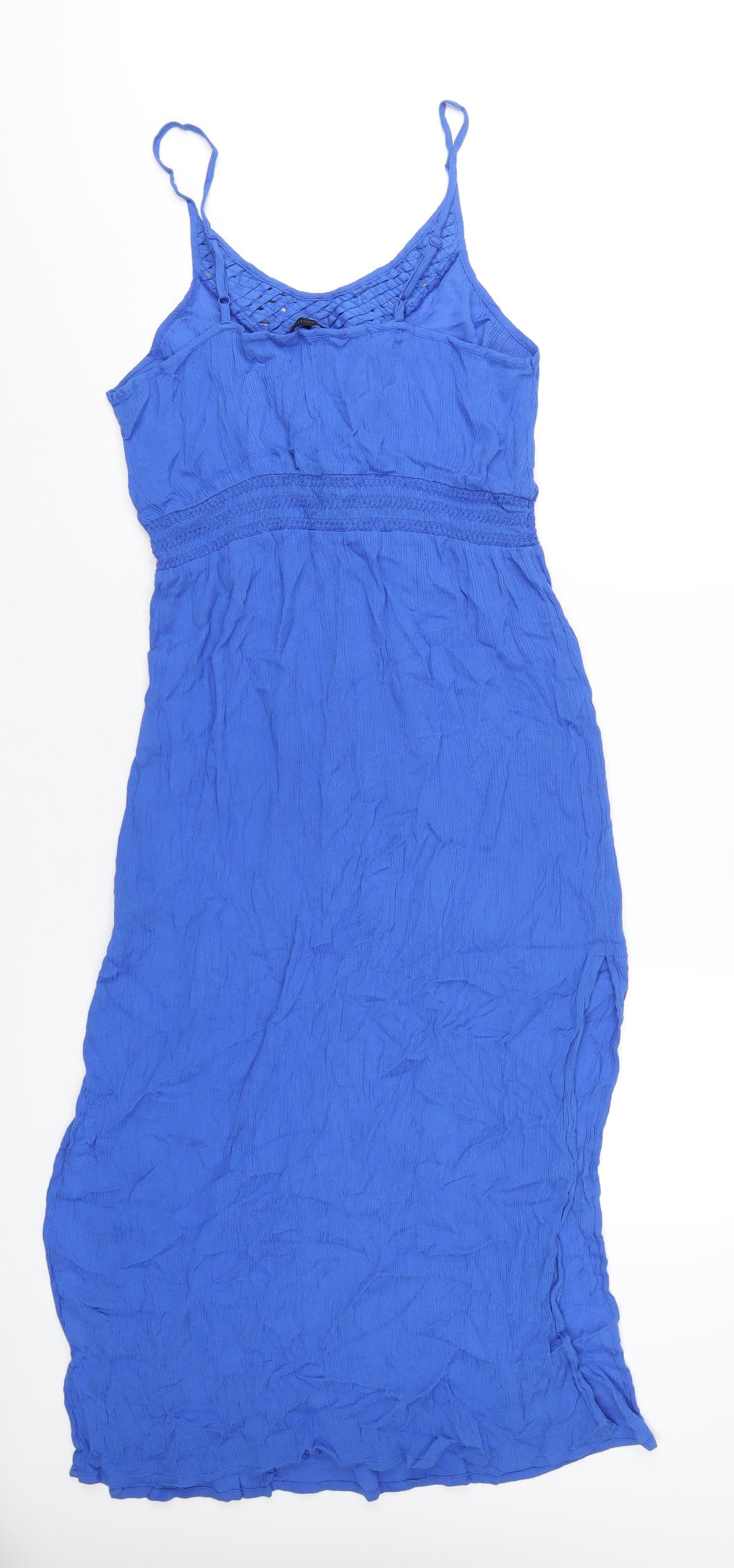 Marks and Spencer Womens Blue Viscose A-Line Size 14 Scoop Neck Pullover