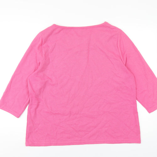 Bonmarché Womens Pink Polyester Basic T-Shirt Size 20 Boat Neck