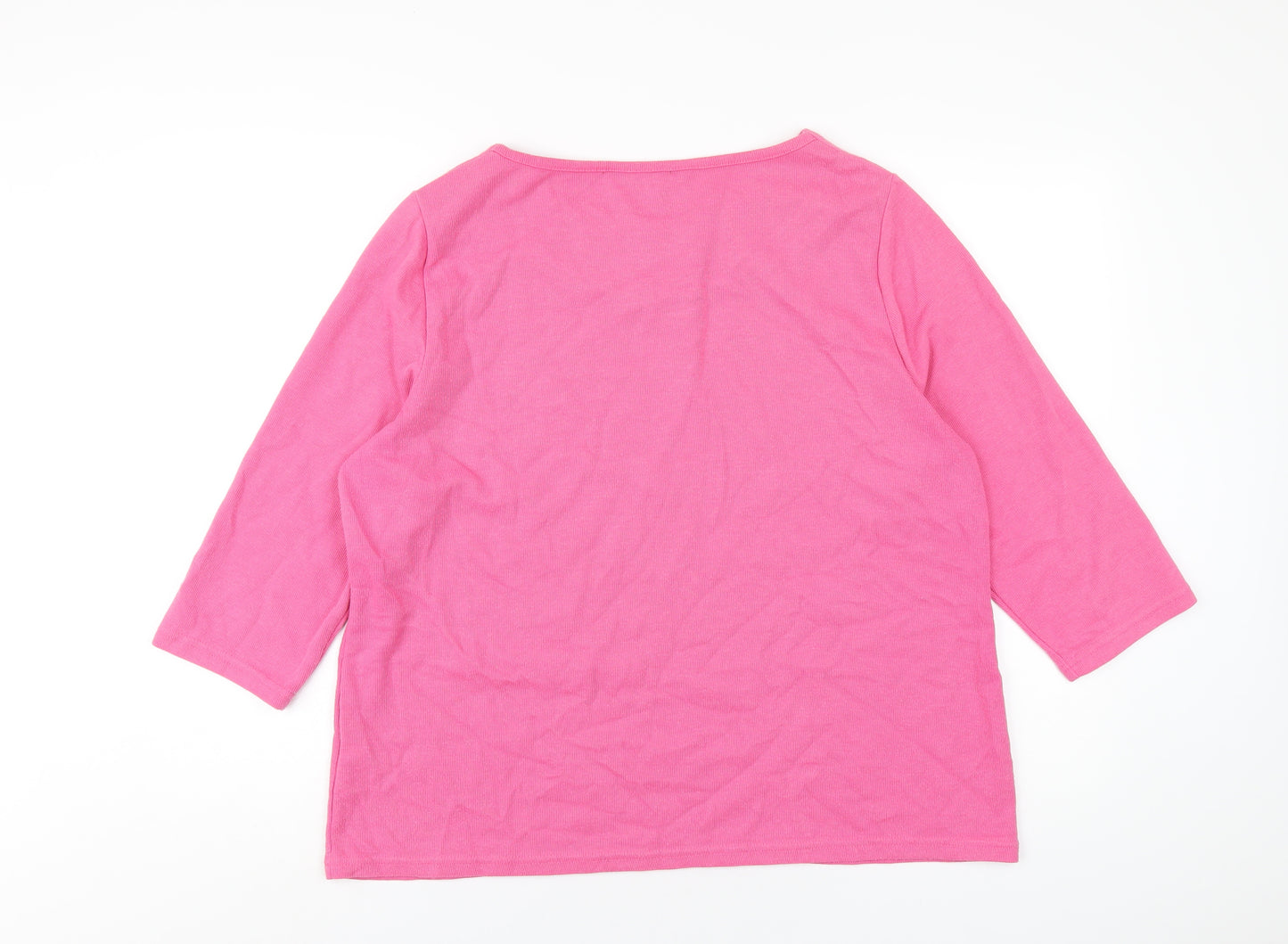 Bonmarché Womens Pink Polyester Basic T-Shirt Size 20 Boat Neck