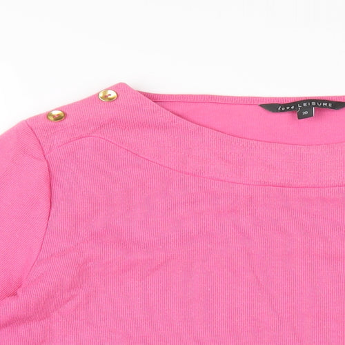 Bonmarché Womens Pink Polyester Basic T-Shirt Size 20 Boat Neck