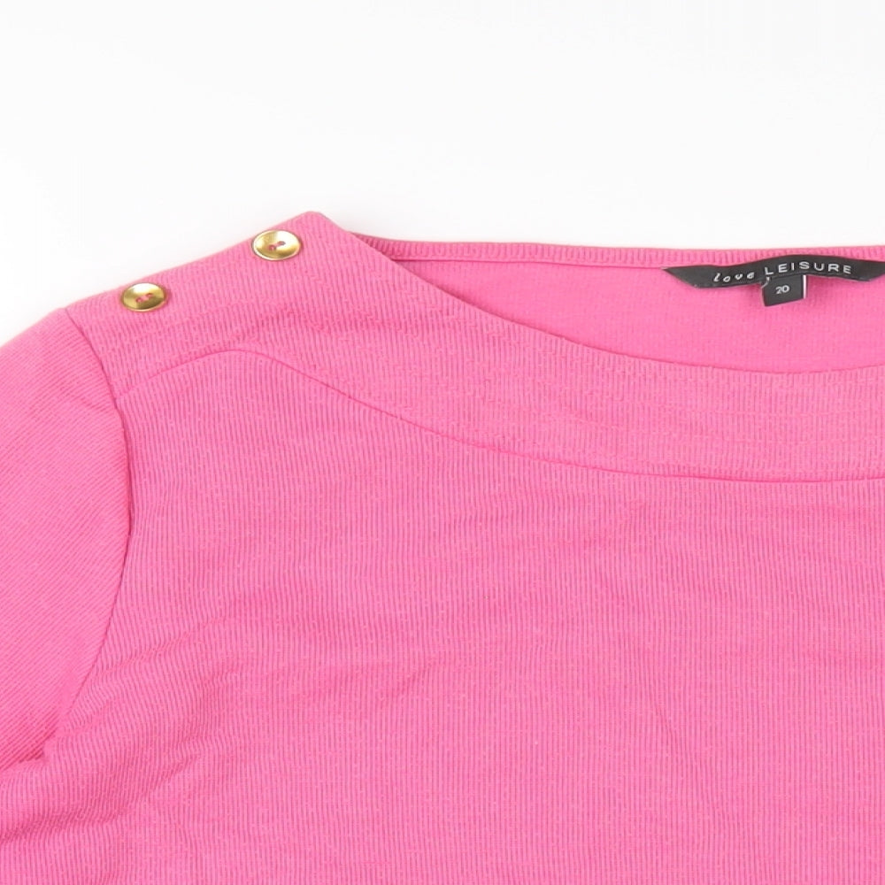 Bonmarché Womens Pink Polyester Basic T-Shirt Size 20 Boat Neck