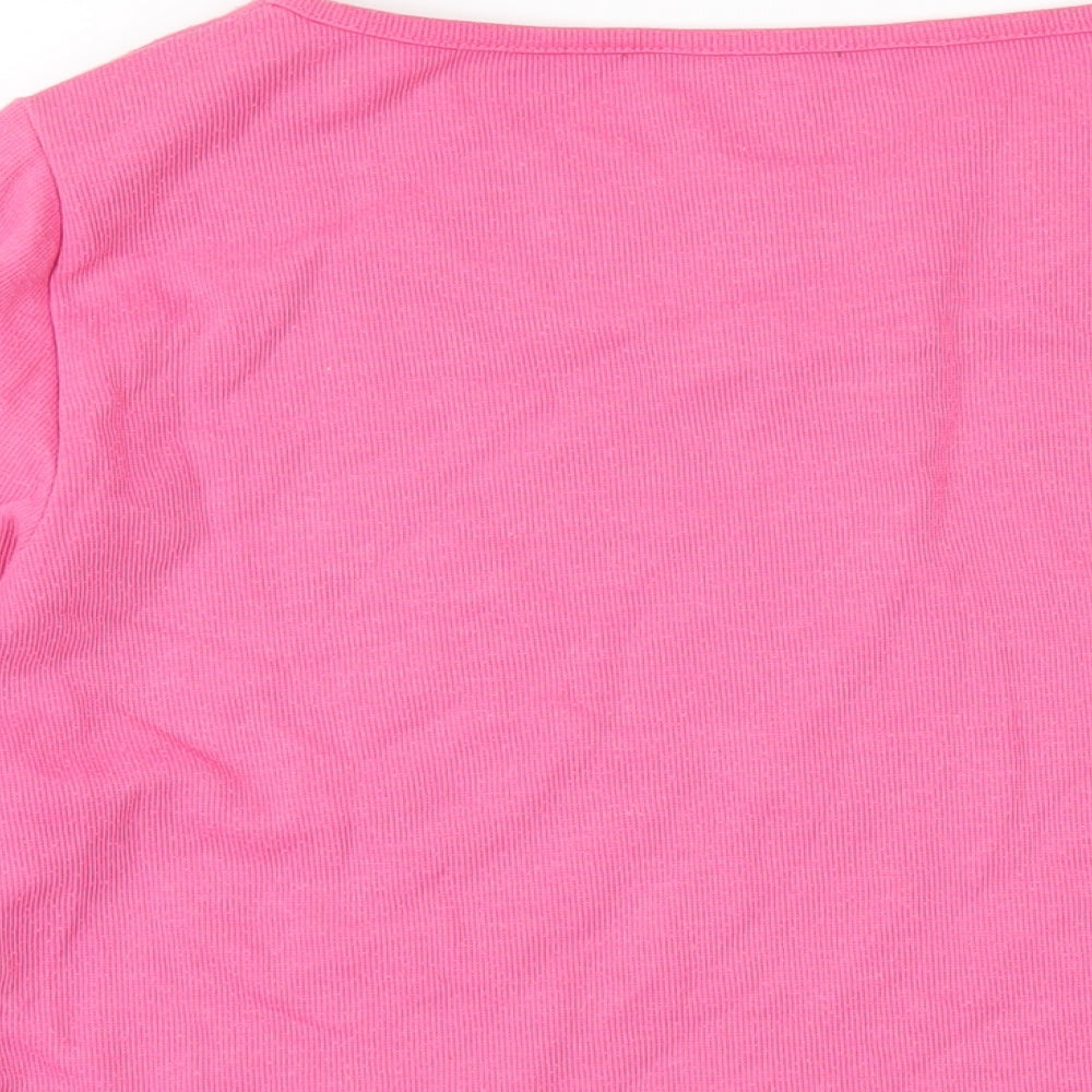 Bonmarché Womens Pink Polyester Basic T-Shirt Size 20 Boat Neck