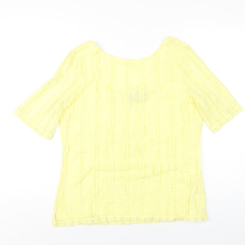 Dorothy Perkins Womens Yellow Polyester Basic T-Shirt Size 16 Boat Neck