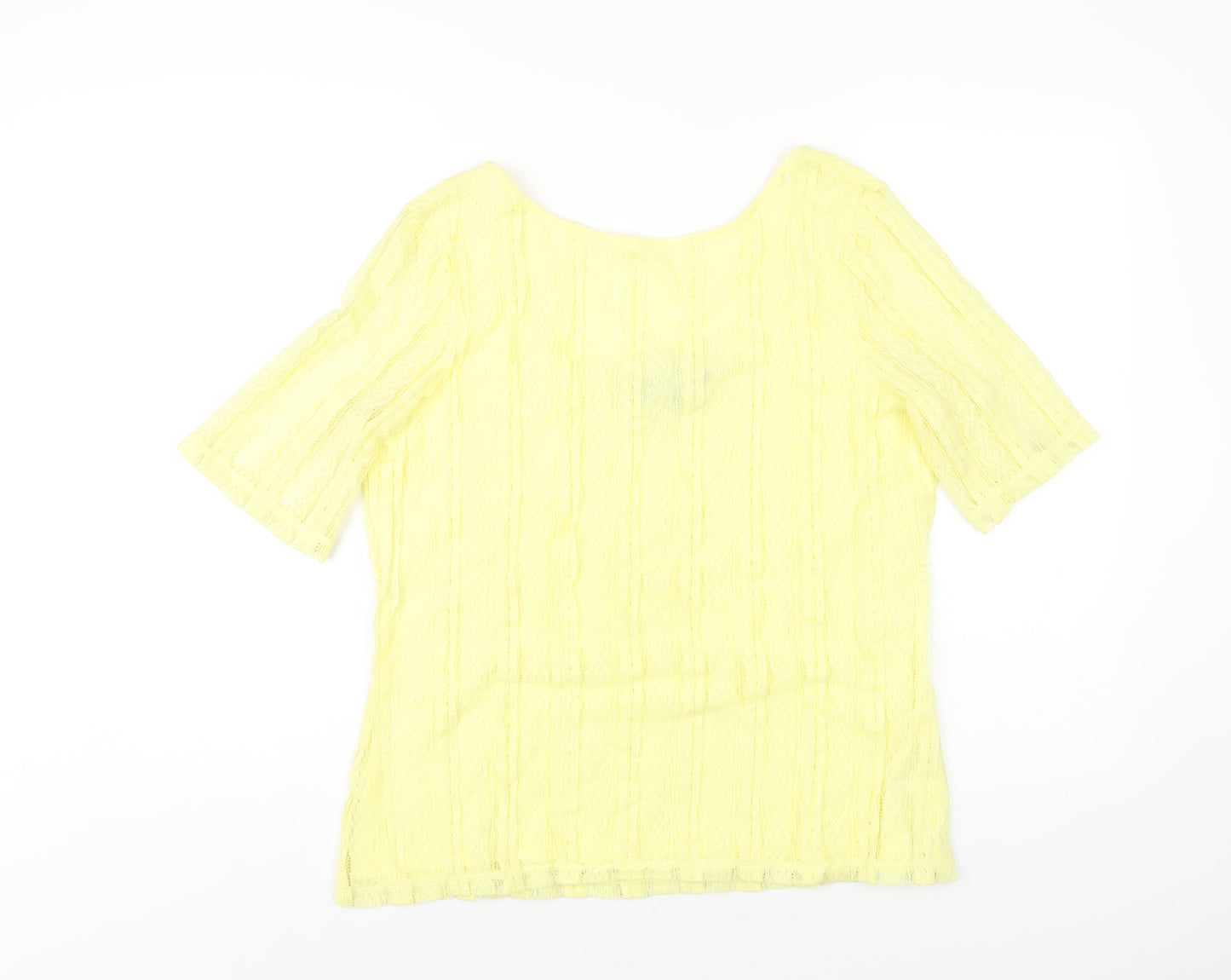 Dorothy Perkins Womens Yellow Polyester Basic T-Shirt Size 16 Boat Neck