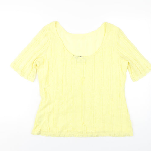 Dorothy Perkins Womens Yellow Polyester Basic T-Shirt Size 16 Boat Neck