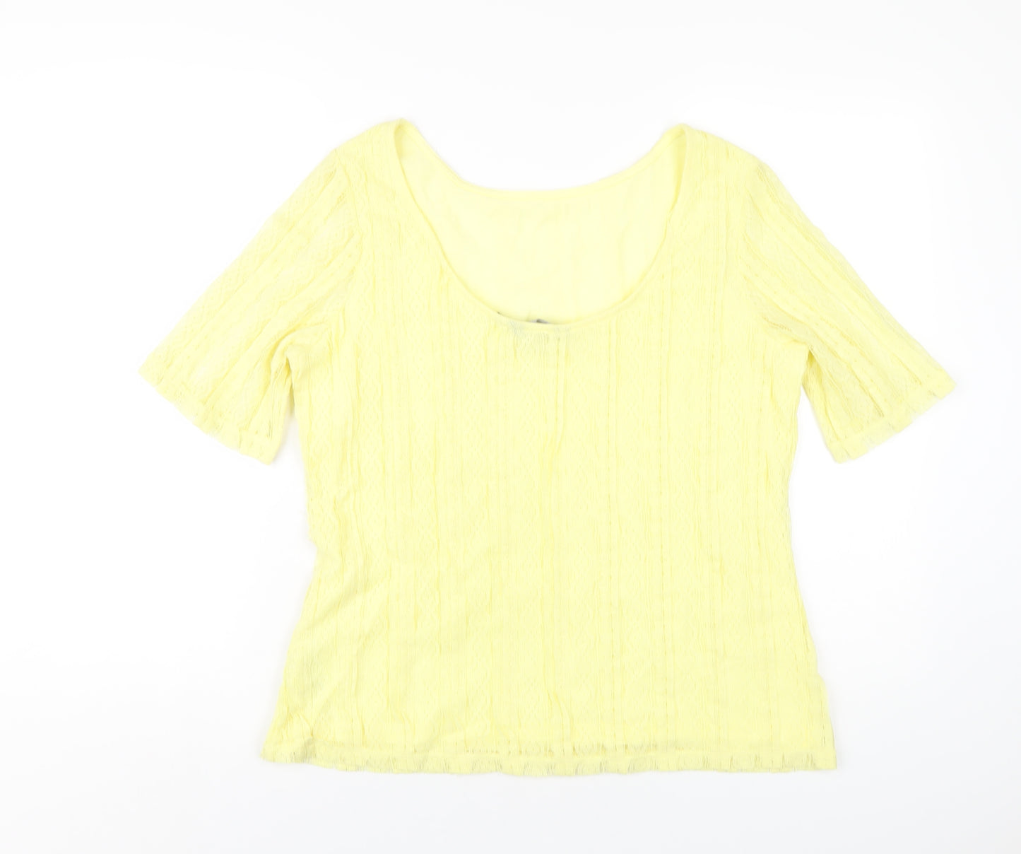 Dorothy Perkins Womens Yellow Polyester Basic T-Shirt Size 16 Boat Neck