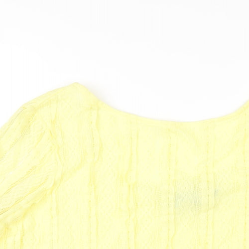 Dorothy Perkins Womens Yellow Polyester Basic T-Shirt Size 16 Boat Neck
