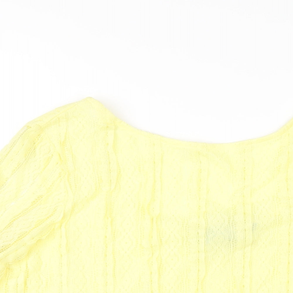 Dorothy Perkins Womens Yellow Polyester Basic T-Shirt Size 16 Boat Neck