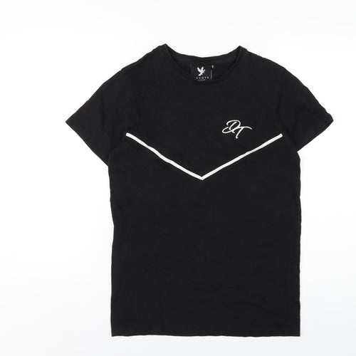 Devote Mens Black Cotton T-Shirt Size S Round Neck