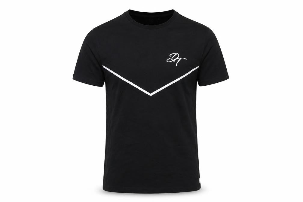 Front view of Devote men’s black cotton t-shirt, size S, round neck