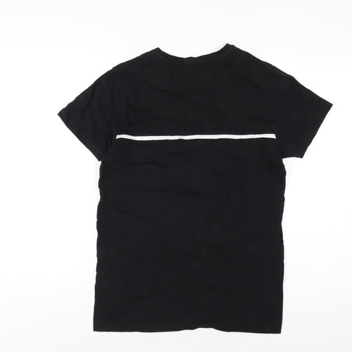 Devote Mens Black Cotton T-Shirt Size S Round Neck