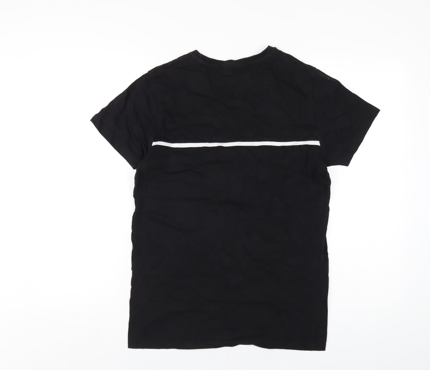 Devote Mens Black Cotton T-Shirt Size S Round Neck