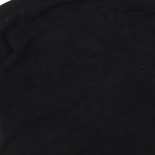 BHS Womens Black Acrylic Basic T-Shirt Size 12 V-Neck - Beaded Neckline