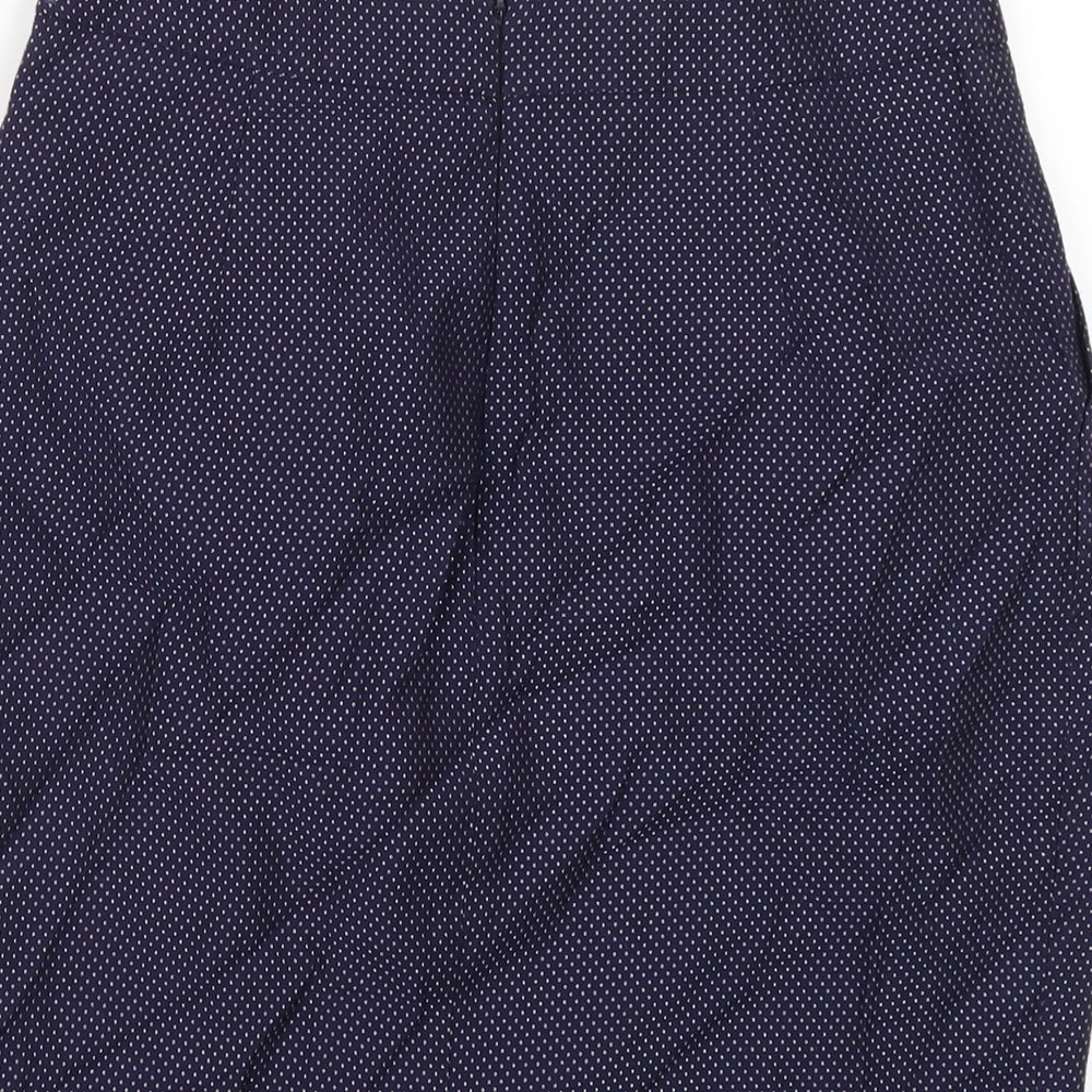 Reiss Womens Blue Polka Dot Cotton Straight & Pencil Skirt Size 10 Zip