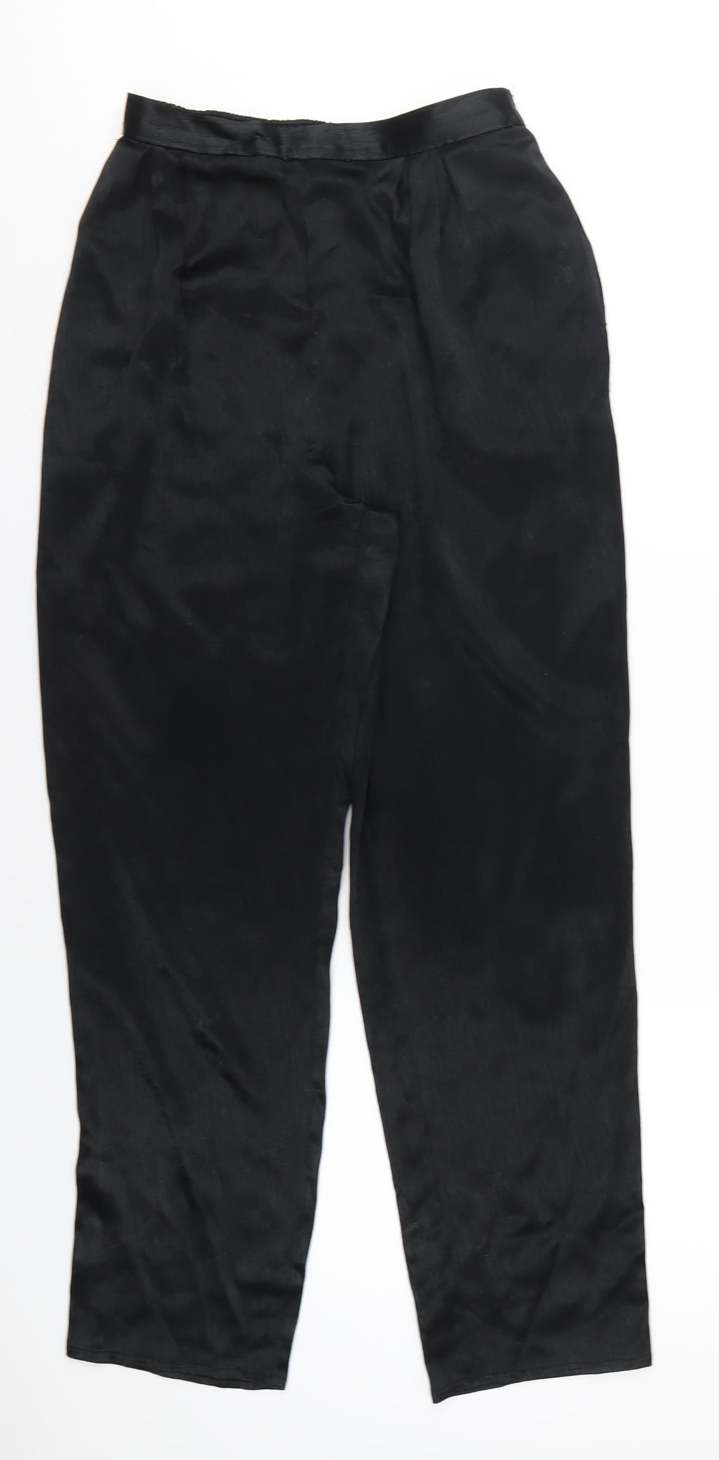 St Michael Womens Black Polyester Trousers Size 14 L31 in Regular