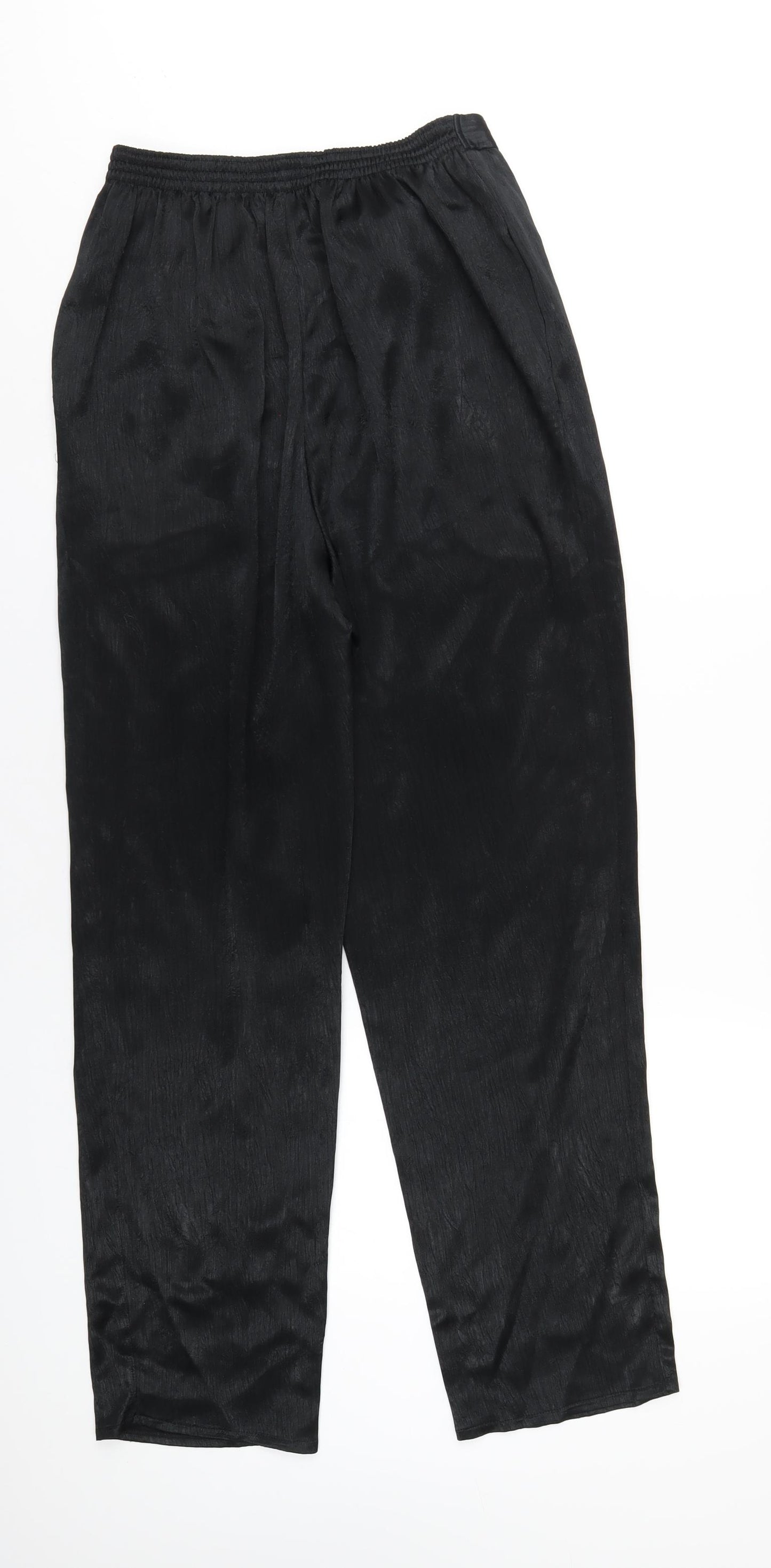 St Michael Womens Black Polyester Trousers Size 14 L31 in Regular