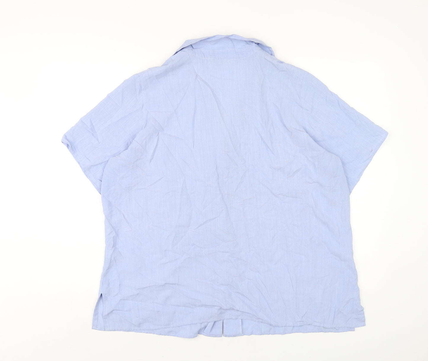 Marks and Spencer Womens Blue Viscose Basic Button-Up Size 20 Collared
