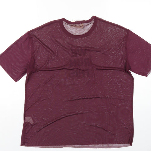 Garage Womens Purple Polyester Basic T-Shirt Size M Round Neck
