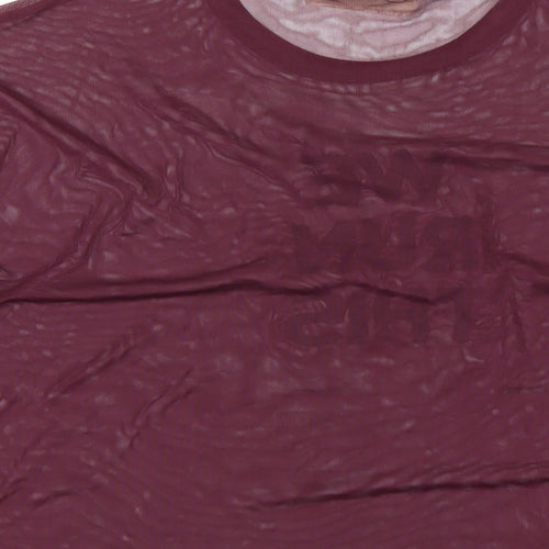 Garage Womens Purple Polyester Basic T-Shirt Size M Round Neck