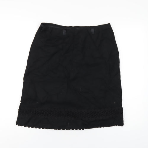 Marks and Spencer Womens Black Linen A-Line Skirt Size 12