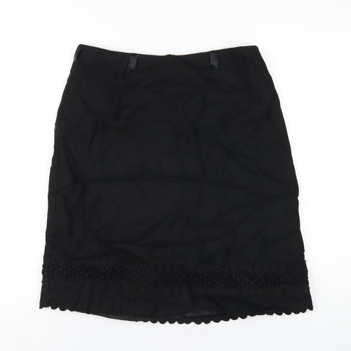 Marks and Spencer Womens Black Linen A-Line Skirt Size 12