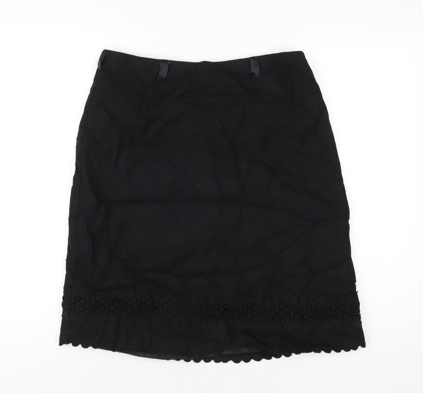 Marks and Spencer Womens Black Linen A-Line Skirt Size 12