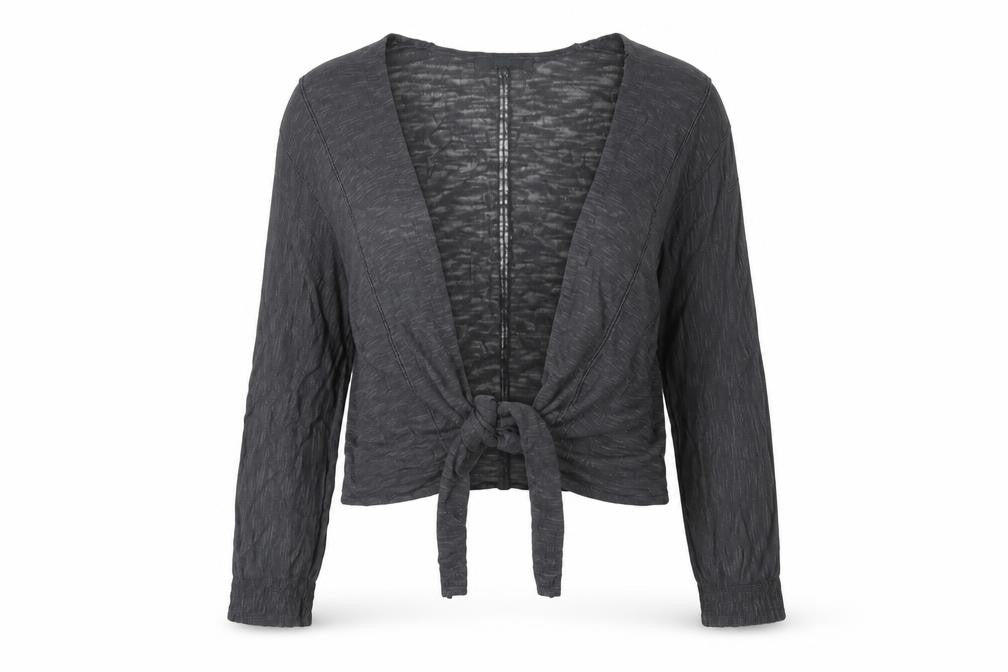 Front view of Next women’s grey v-neck viscose cardigan jumper, size S