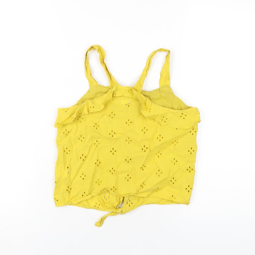 NEXT Girls Yellow Cotton Basic Button-Up Size 12 Years Square Neck Button