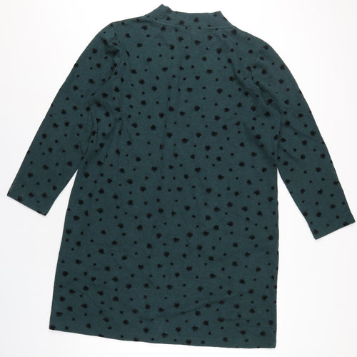 White Stuff Womens Green Geometric Polyester A-Line Size 18 Mock Neck Pullover