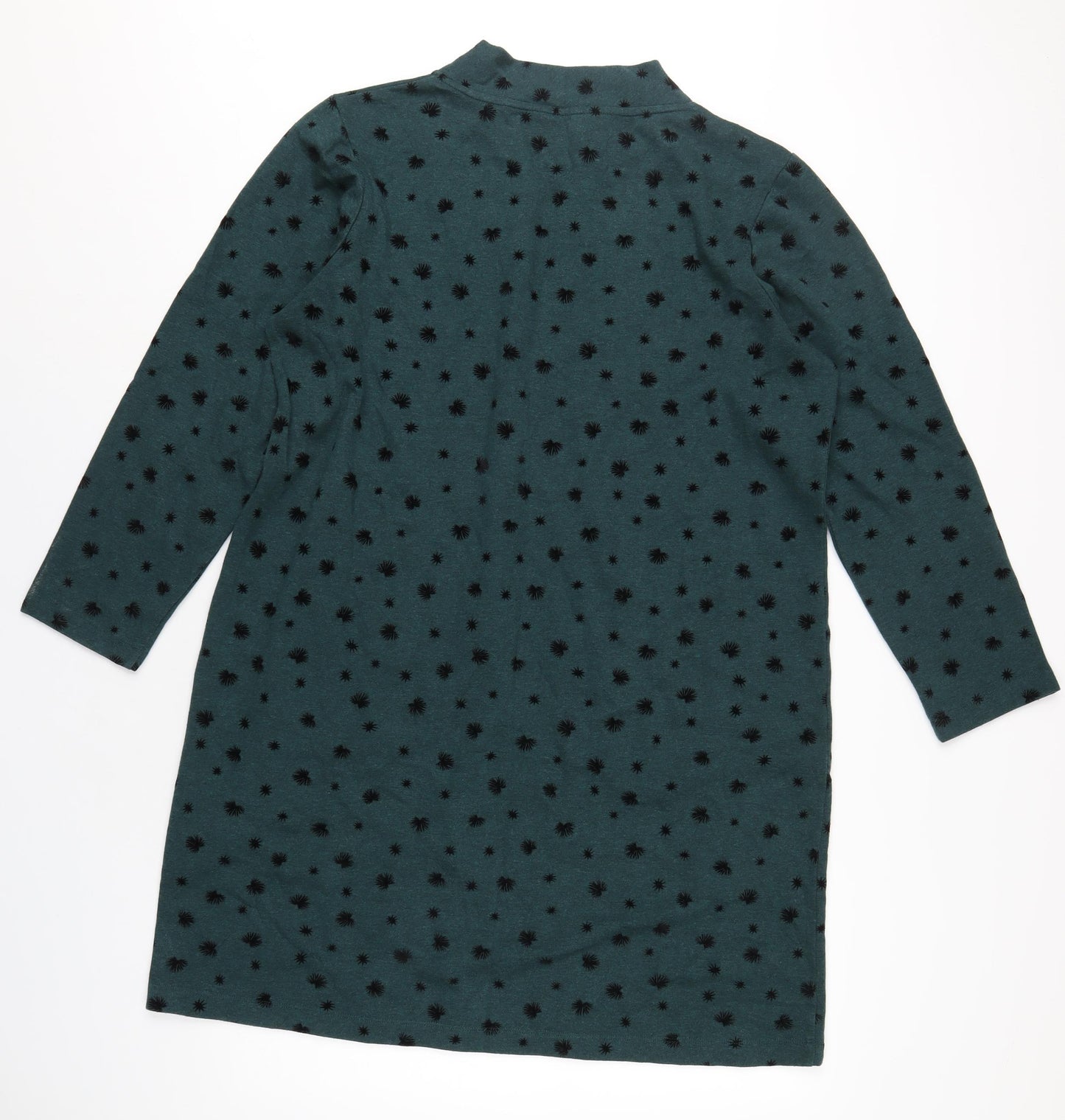 White Stuff Womens Green Geometric Polyester A-Line Size 18 Mock Neck Pullover