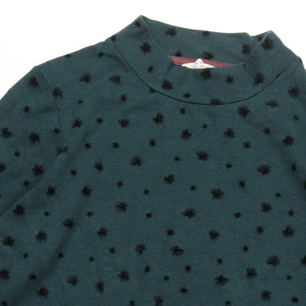 White Stuff Womens Green Geometric Polyester A-Line Size 18 Mock Neck Pullover