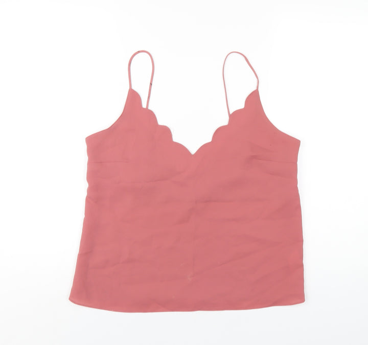 Topshop Womens Pink Polyester Camisole T-Shirt Size 12 V-Neck