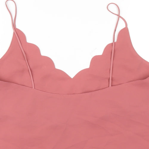 Topshop Womens Pink Polyester Camisole T-Shirt Size 12 V-Neck