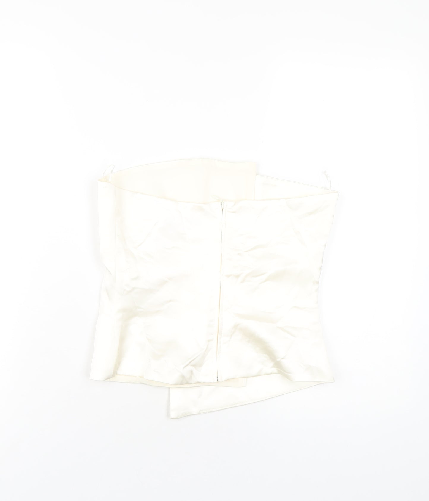 Zara Womens Ivory Polyester Basic T-Shirt Size S Square Neck