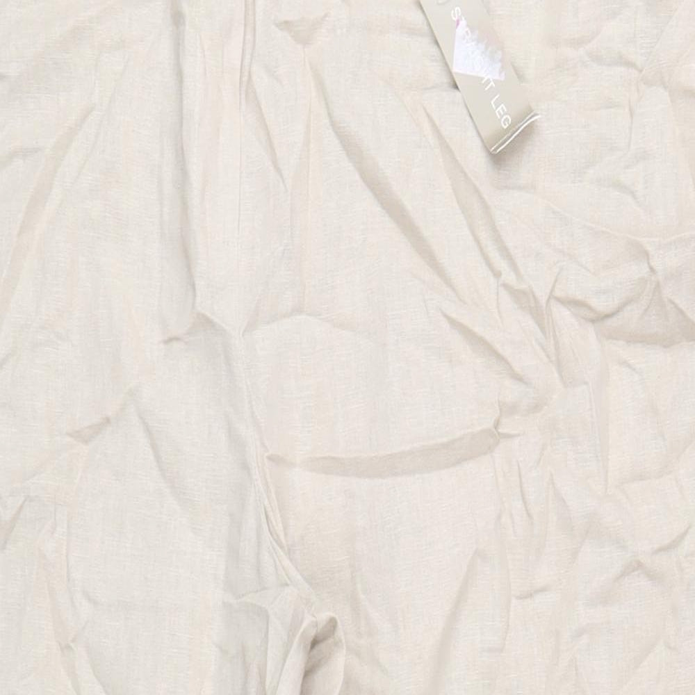 Evans Womens Beige Linen Trousers Size 24 L29 in Regular Zip