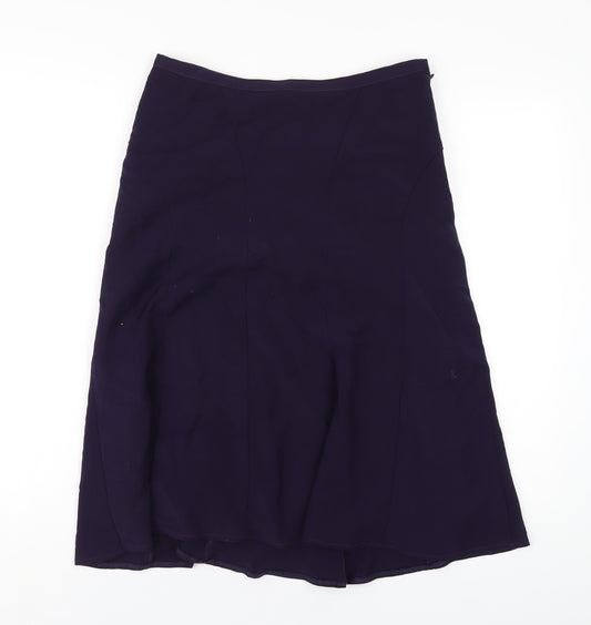 Per Una Womens Purple Cotton A-Line Skirt Size 10 Zip