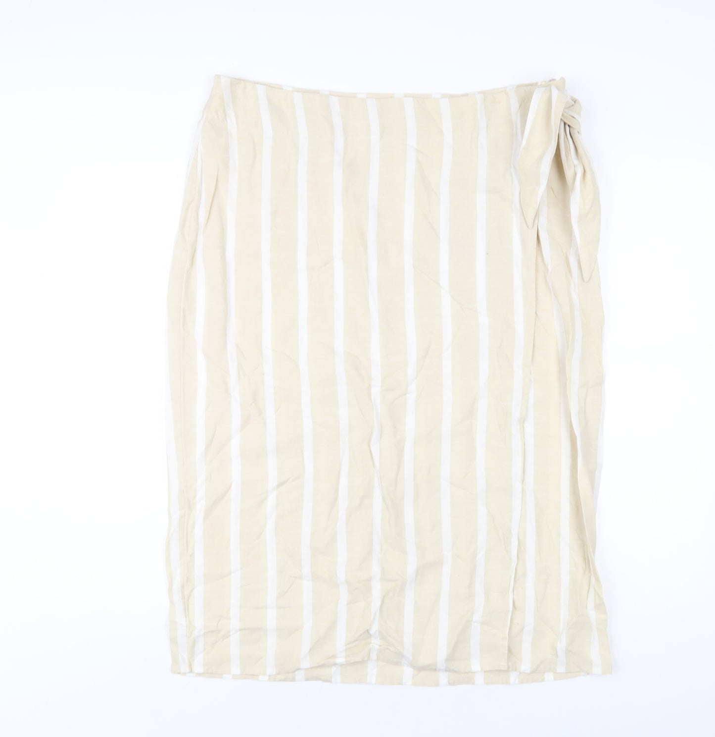 Principles Womens Beige Striped Linen A-Line Skirt Size 16 Zip