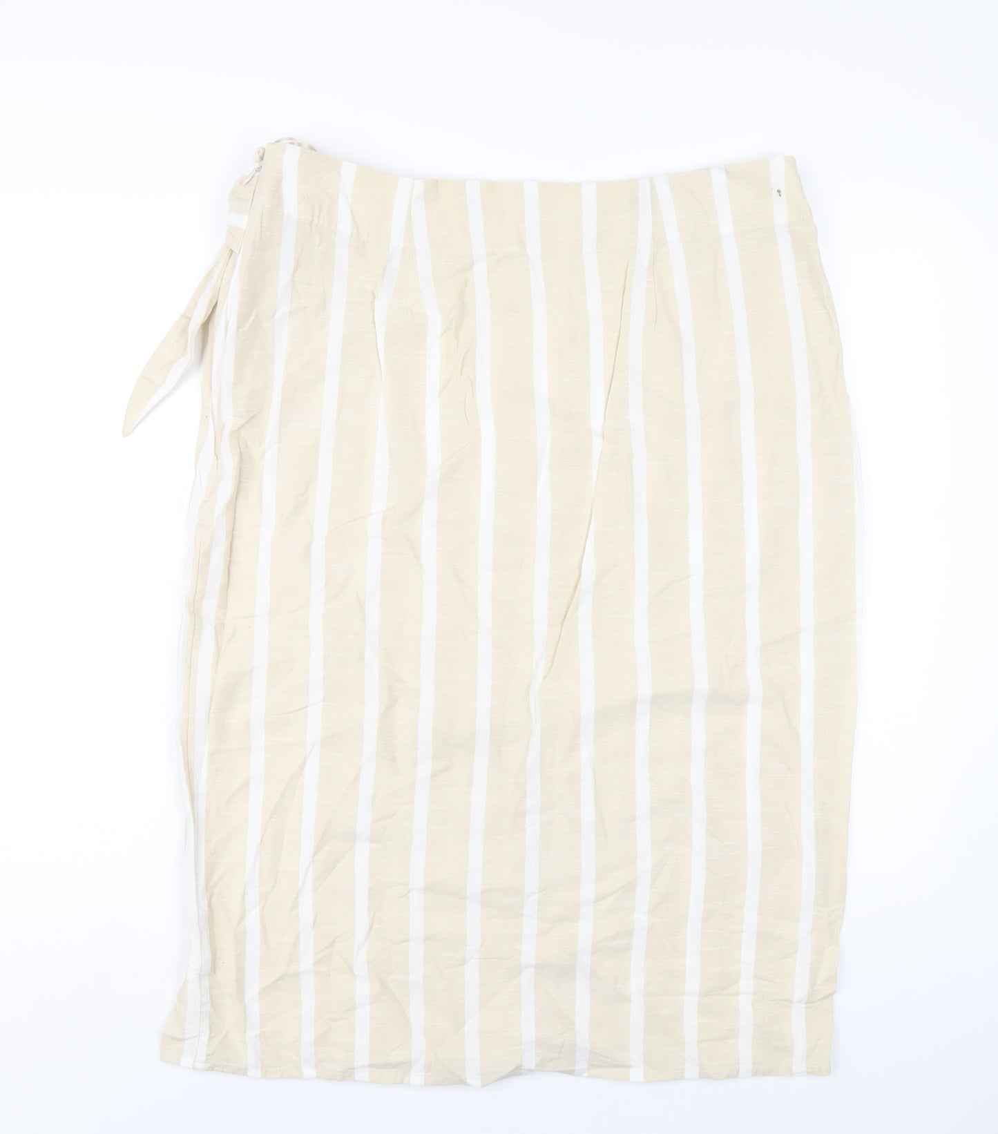 Principles Womens Beige Striped Linen A-Line Skirt Size 16 Zip