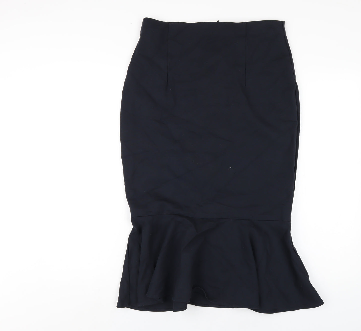 Marks and Spencer Womens Blue Viscose Trumpet Skirt Size 12 Zip